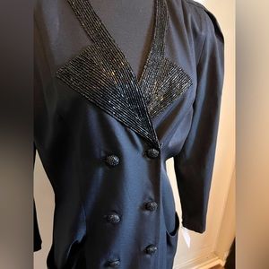 Vintage Virgo II black dress / pea coat. Size 12.